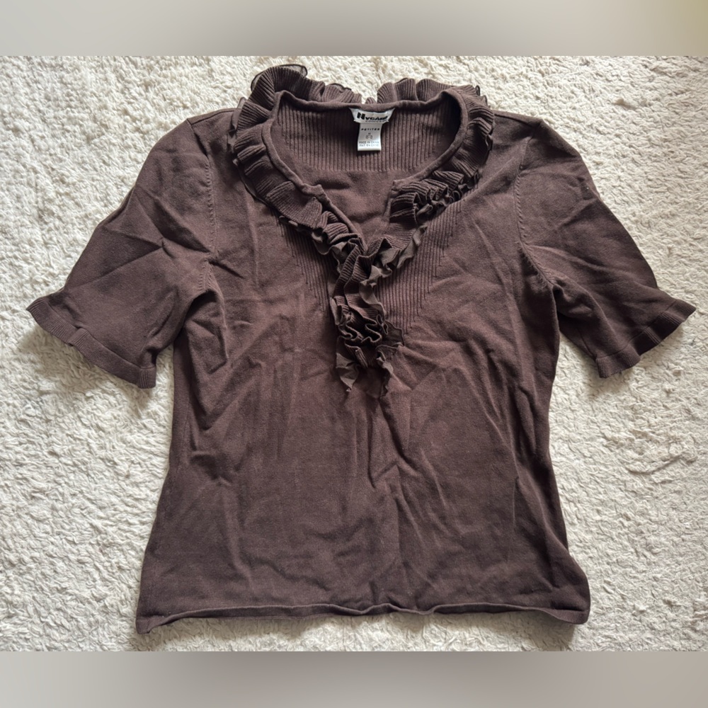 Vtg silk ruffle top - Picture 1 of 6
